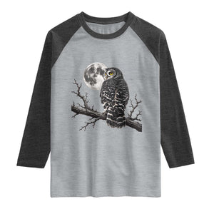 Owl Full Moon Graphic Raglan Shirt Vintage Dark Academia Bird