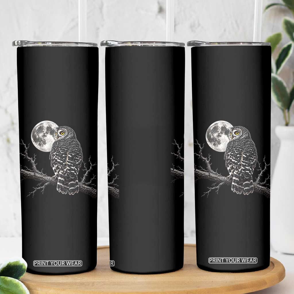 Owl Full Moon Graphic Skinny Tumbler Vintage Dark Academia Bird