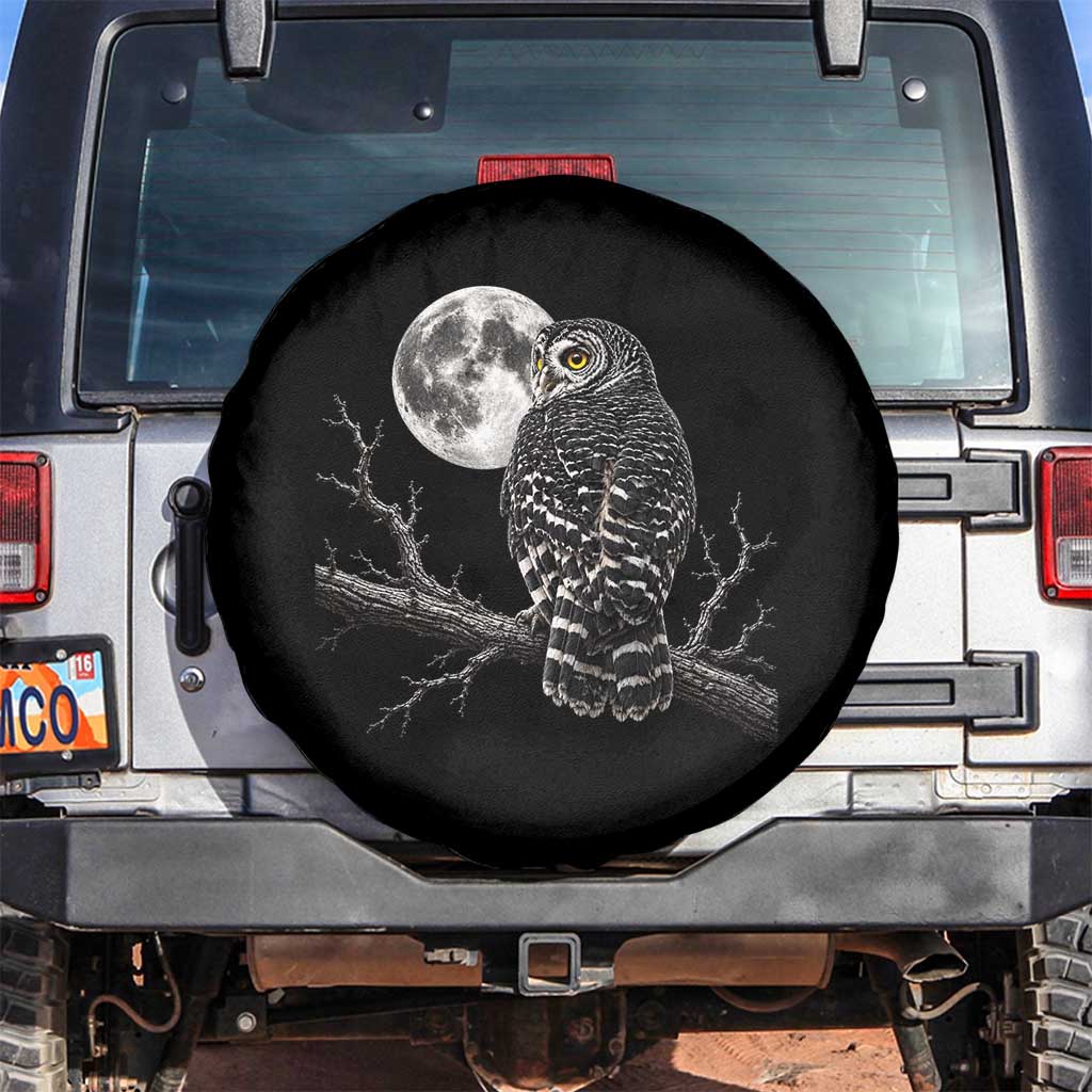 Owl Full Moon Graphic Spare Tire Cover Vintage Dark Academia Bird TS10 No hole Black Print Your Wear