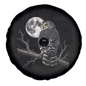 Owl Full Moon Graphic Spare Tire Cover Vintage Dark Academia Bird