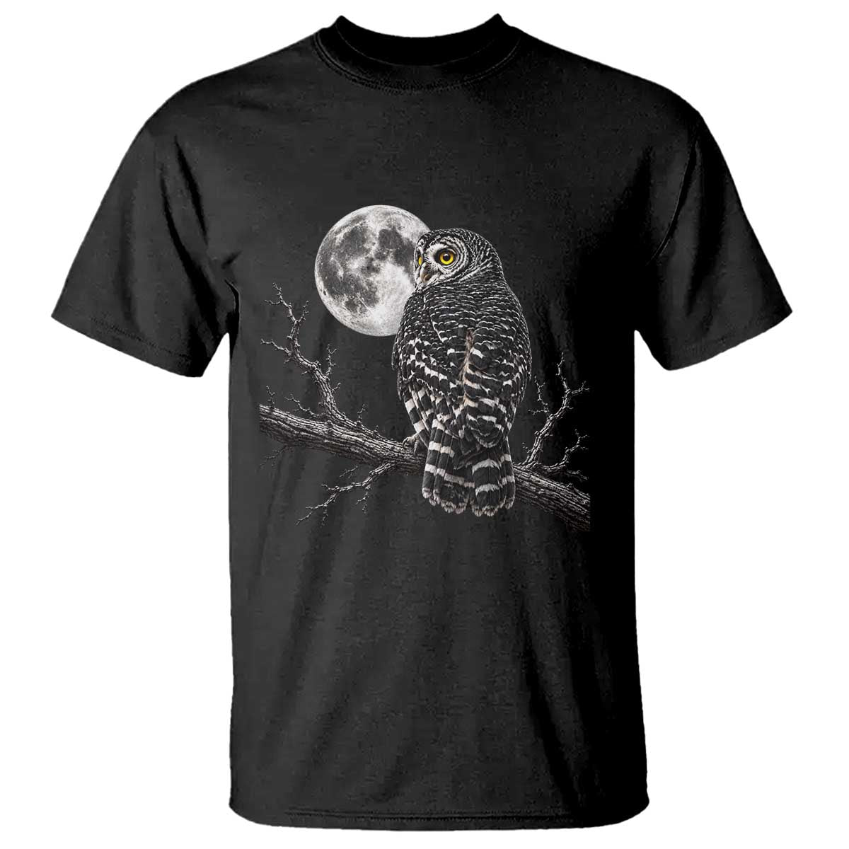 Owl Full Moon Graphic T Shirt Vintage Dark Academia Bird TS10 Black Print Your Wear