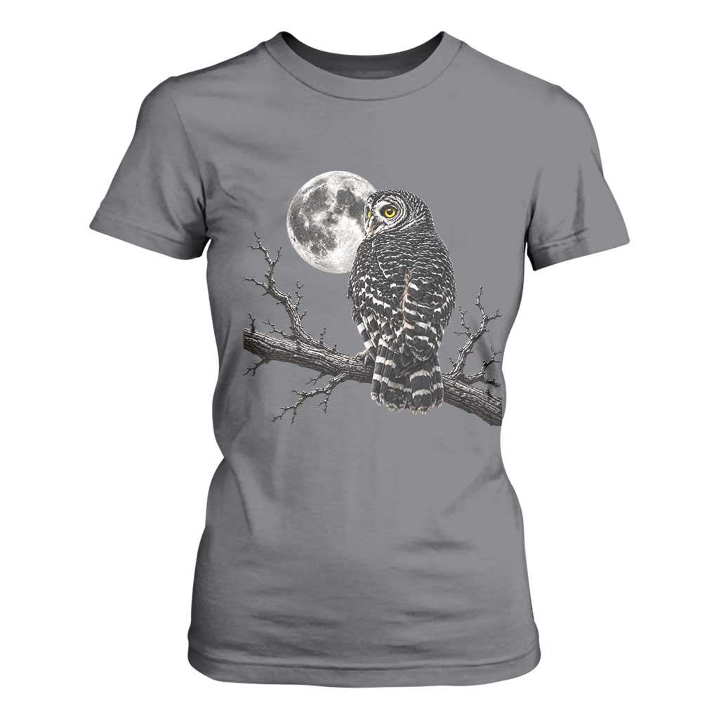 Owl Full Moon Graphic T Shirt For Women Vintage Dark Academia Bird