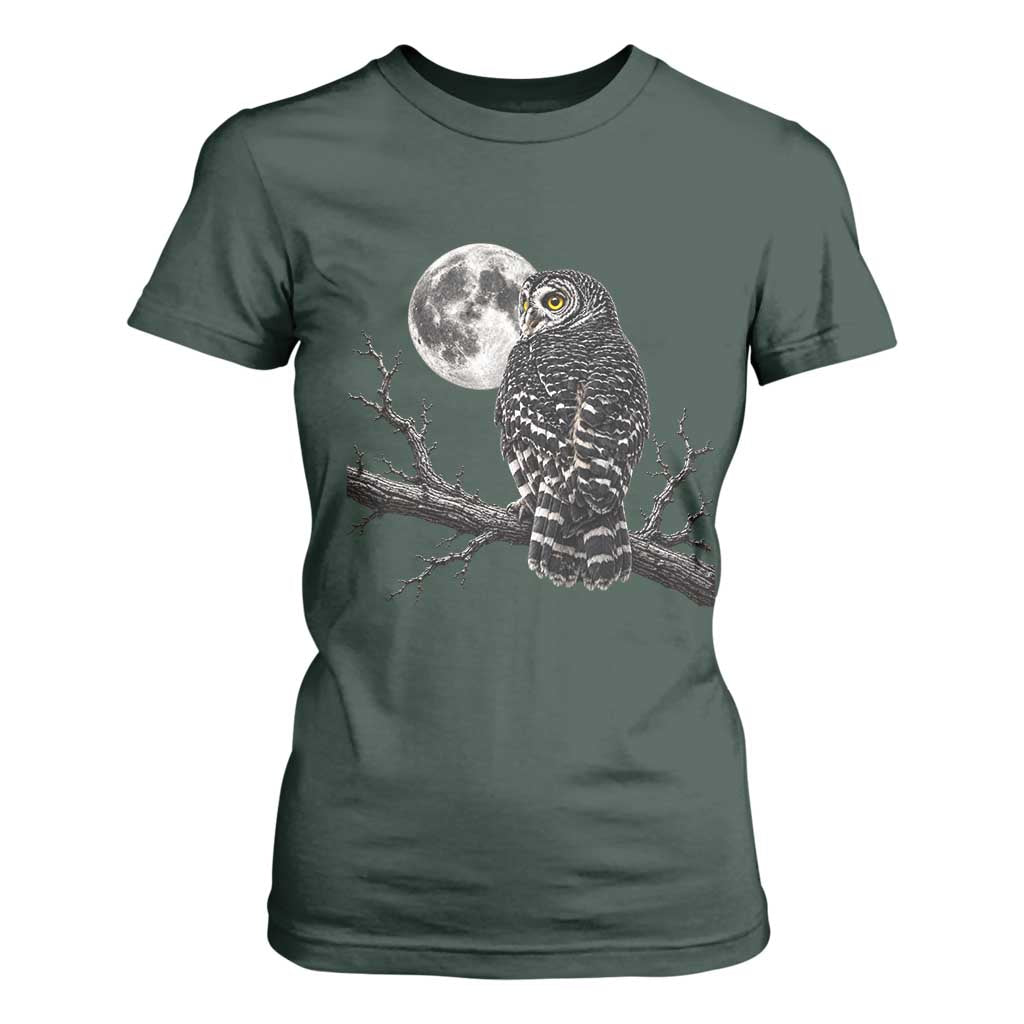 Owl Full Moon Graphic T Shirt For Women Vintage Dark Academia Bird