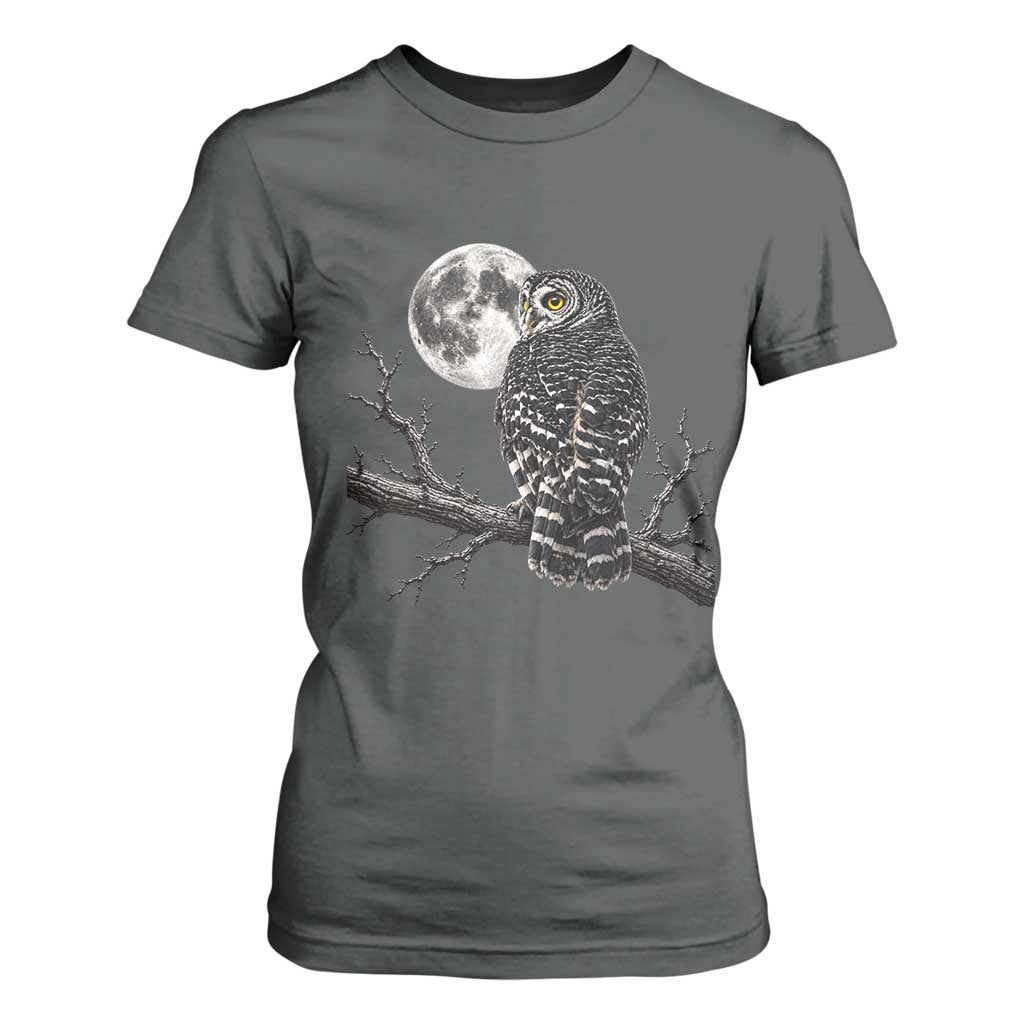 Owl Full Moon Graphic T Shirt For Women Vintage Dark Academia Bird