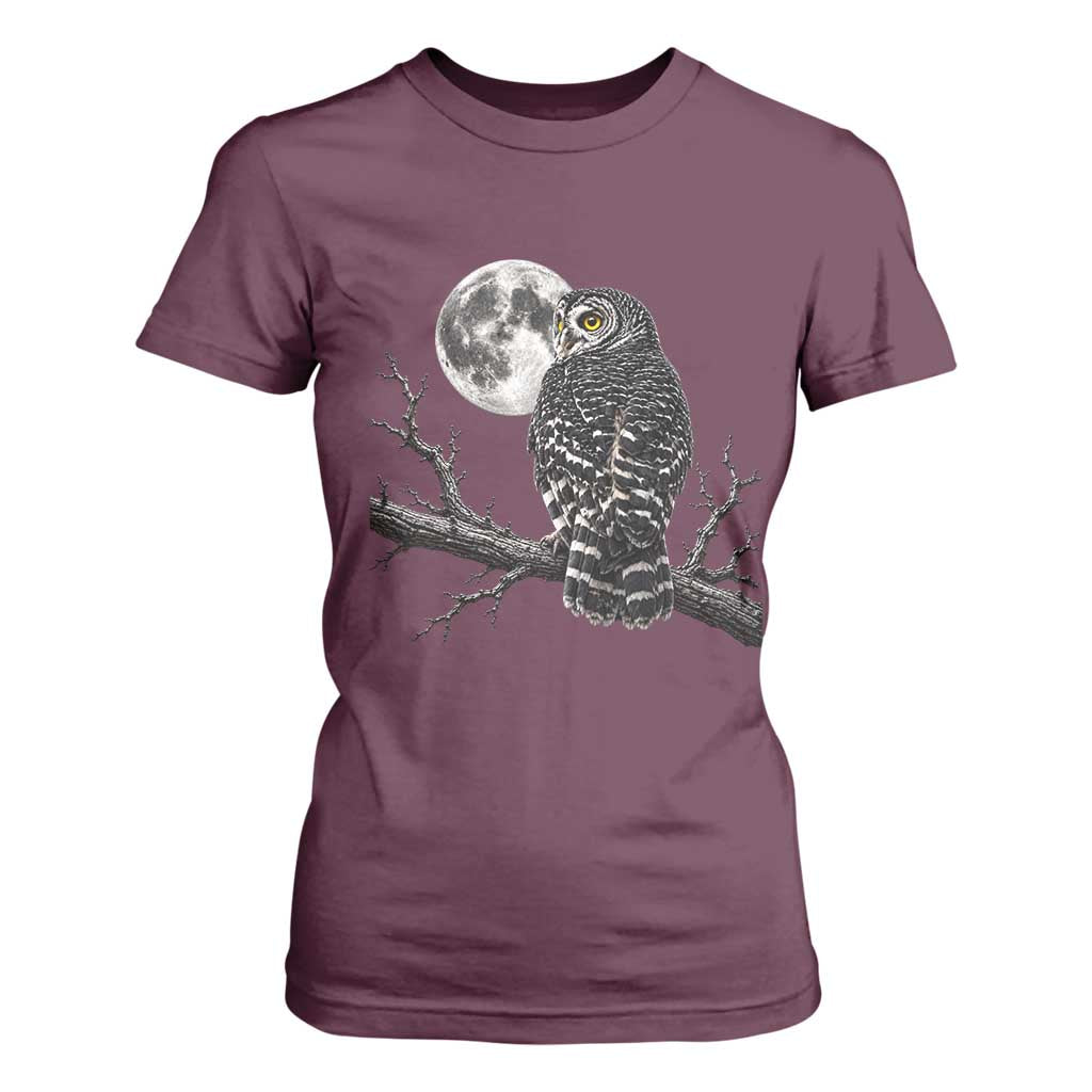 Owl Full Moon Graphic T Shirt For Women Vintage Dark Academia Bird