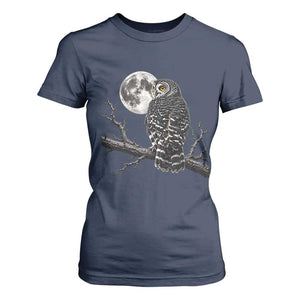 Owl Full Moon Graphic T Shirt For Women Vintage Dark Academia Bird