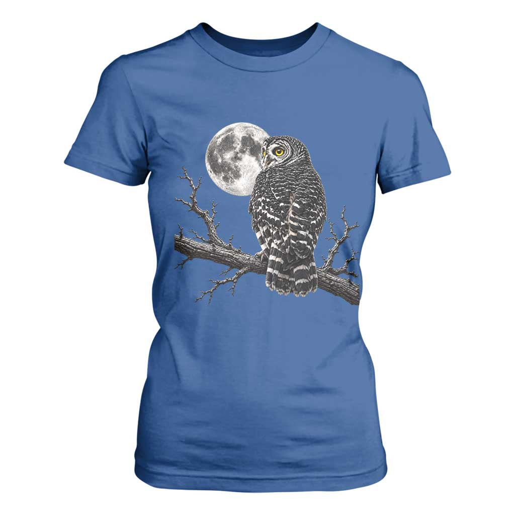 Owl Full Moon Graphic T Shirt For Women Vintage Dark Academia Bird