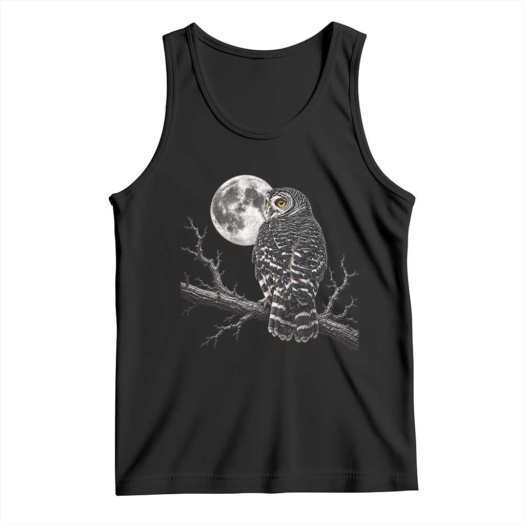 Owl Full Moon Graphic Tank Top Vintage Dark Academia Bird TS10 Black Print Your Wear