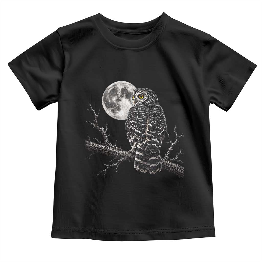 Owl Full Moon Graphic Toddler T Shirt Vintage Dark Academia Bird TS10 Black Print Your Wear