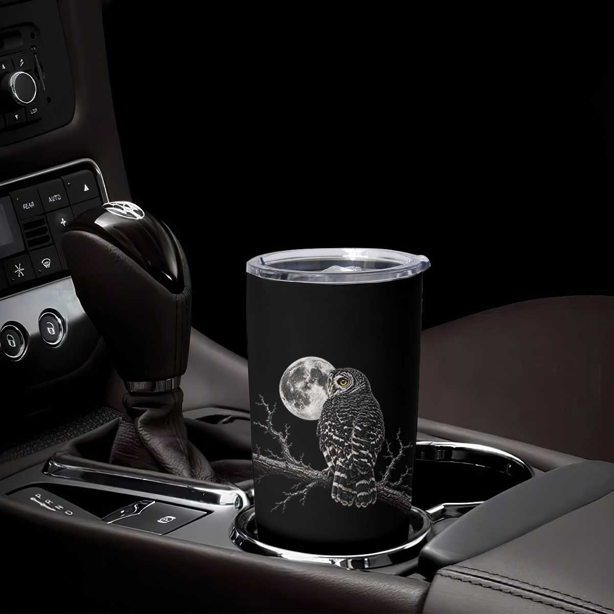 Owl Full Moon Graphic Tumbler Cup Vintage Dark Academia Bird