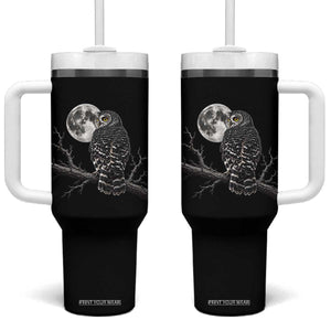 Owl Full Moon Graphic Tumbler With Handle Vintage Dark Academia Bird