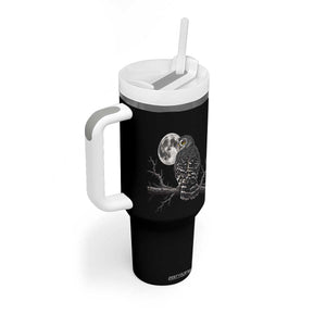 Owl Full Moon Graphic Tumbler With Handle Vintage Dark Academia Bird