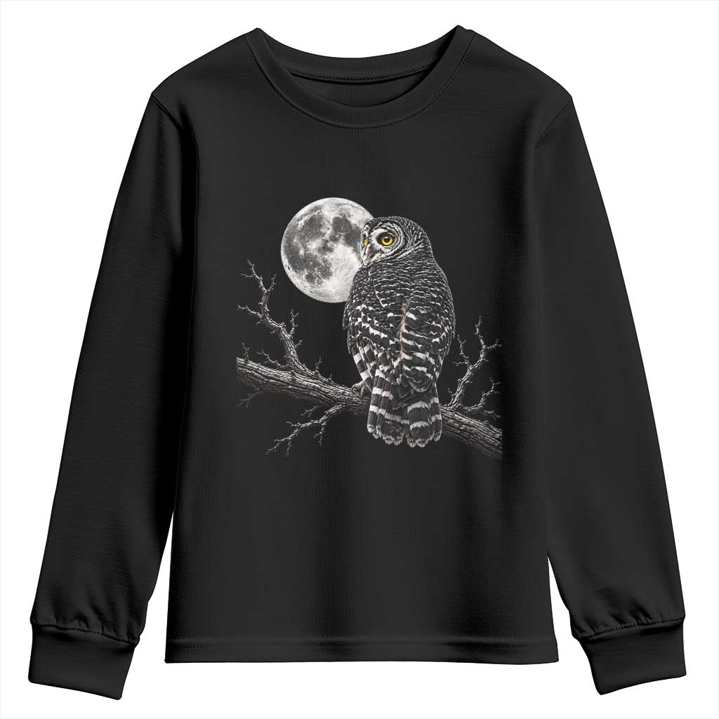 Owl Full Moon Graphic Youth Sweatshirt Vintage Dark Academia Bird TS10 Black Print Your Wear