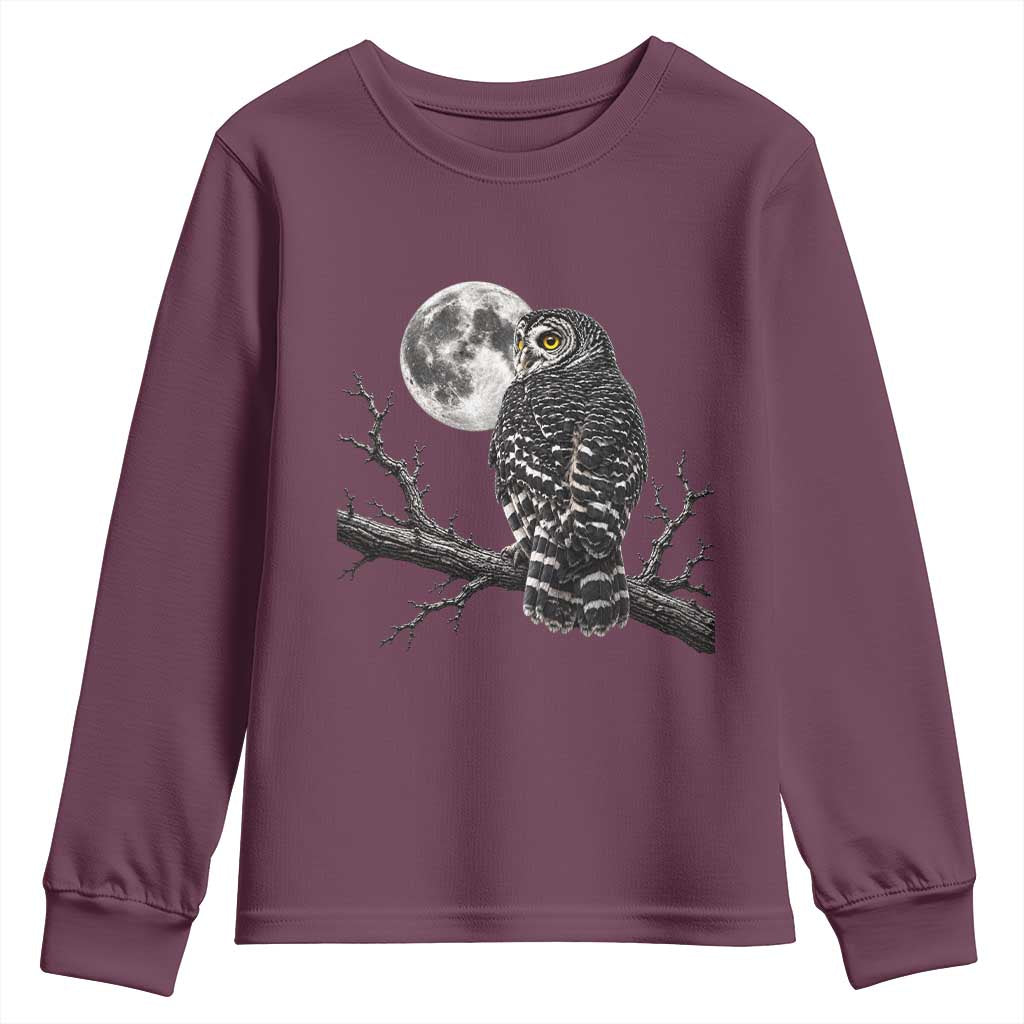Owl Full Moon Graphic Youth Sweatshirt Vintage Dark Academia Bird
