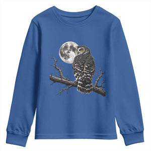 Owl Full Moon Graphic Youth Sweatshirt Vintage Dark Academia Bird