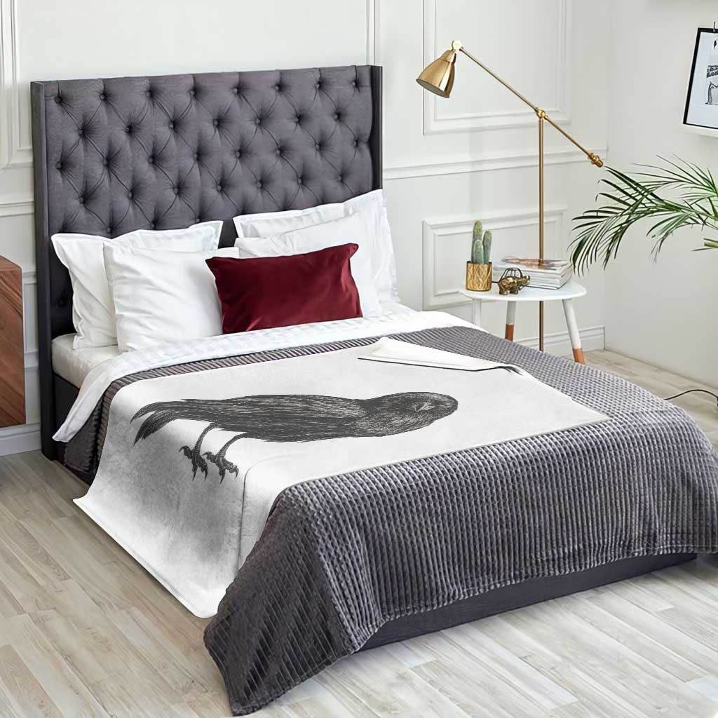 Winking Raven Crow Throw Blanket Vintage Dark Academia Funny Bird Graphic