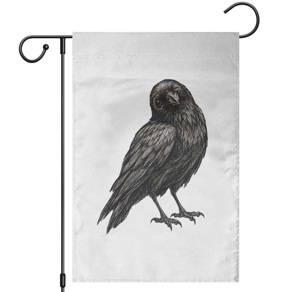Winking Raven Crow Garden Flag Vintage Dark Academia Funny Bird Graphic