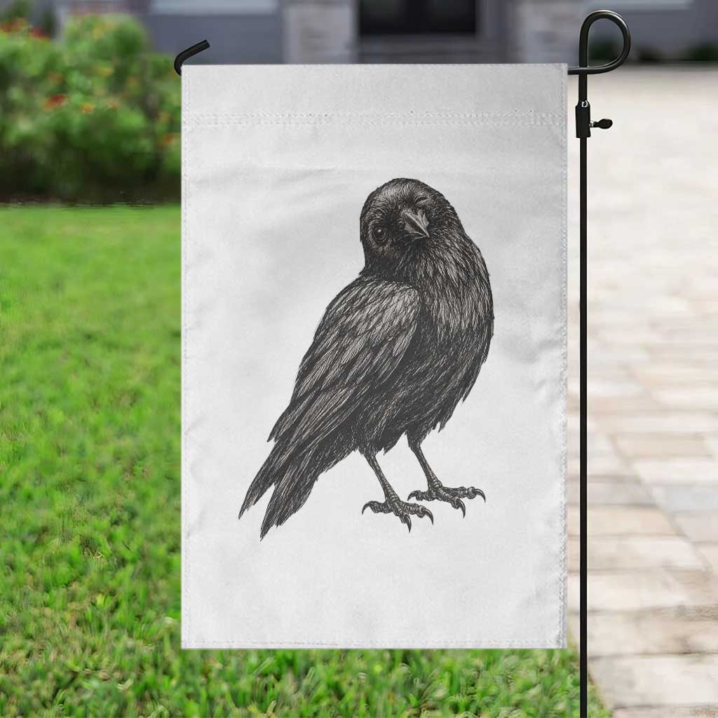 Winking Raven Crow Garden Flag Vintage Dark Academia Funny Bird Graphic