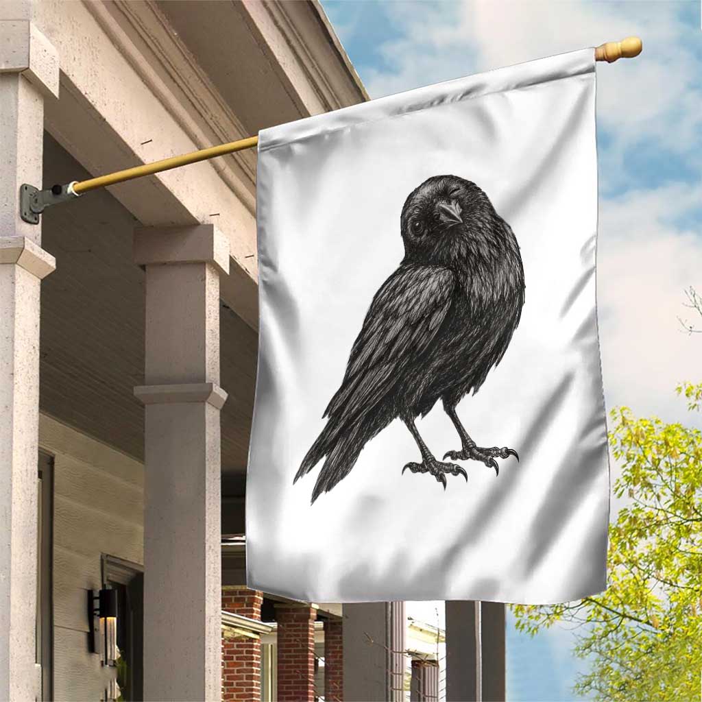 Winking Raven Crow Garden Flag Vintage Dark Academia Funny Bird Graphic