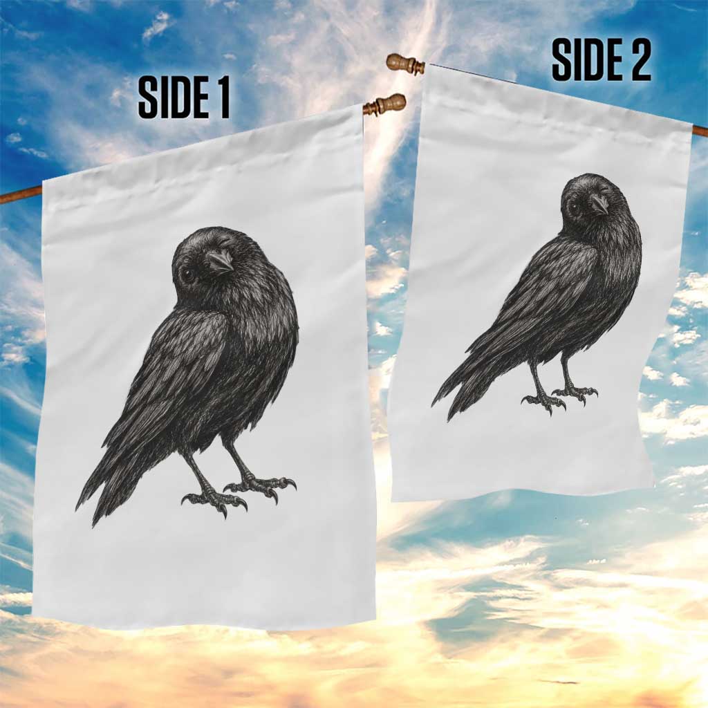 Winking Raven Crow Garden Flag Vintage Dark Academia Funny Bird Graphic