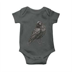 Winking Raven Crow Baby Onesie Vintage Dark Academia Funny Bird Graphic
