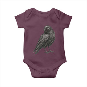 Winking Raven Crow Baby Onesie Vintage Dark Academia Funny Bird Graphic