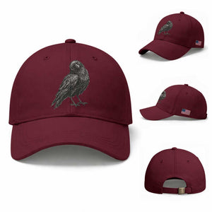 Winking Raven Crow Baseball Cap Vintage Dark Academia Funny Bird Graphic