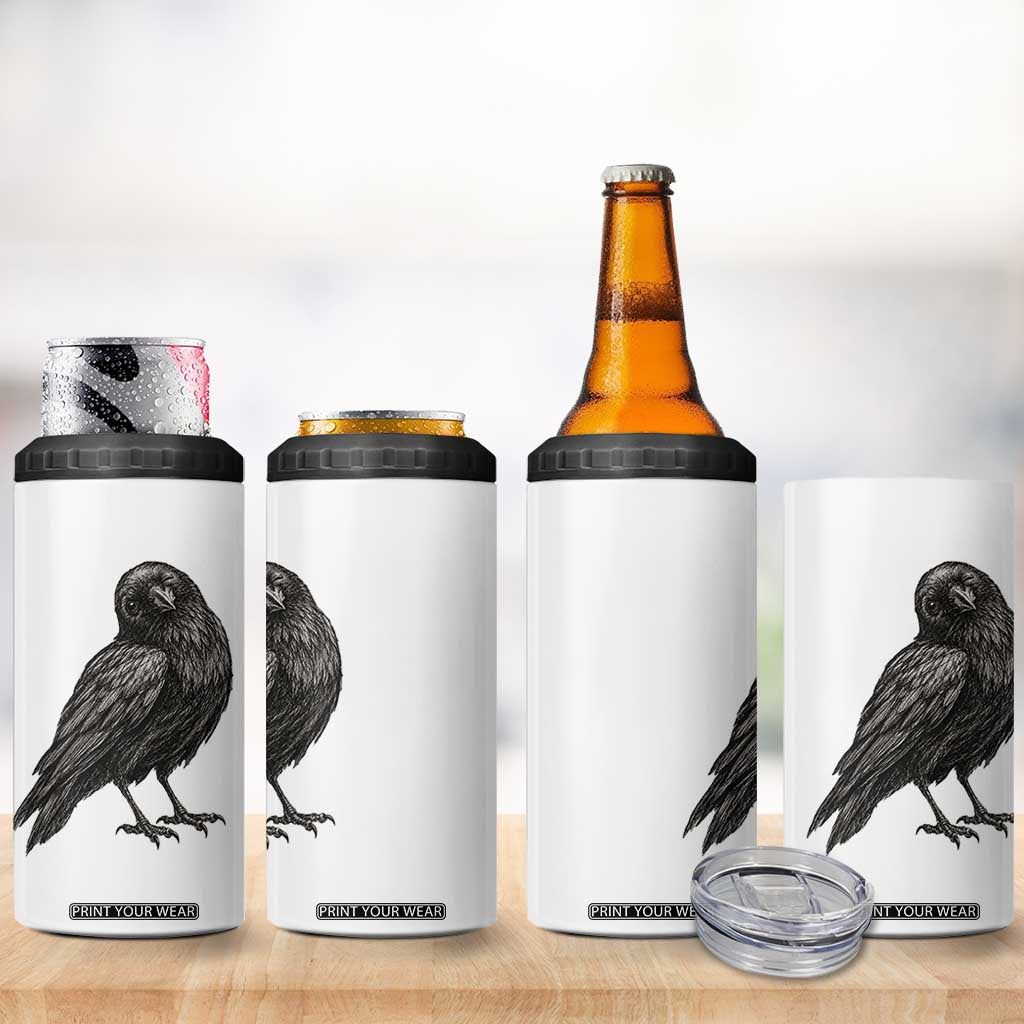 Winking Raven Crow 4 in 1 Can Cooler Tumbler Vintage Dark Academia Funny Bird Graphic