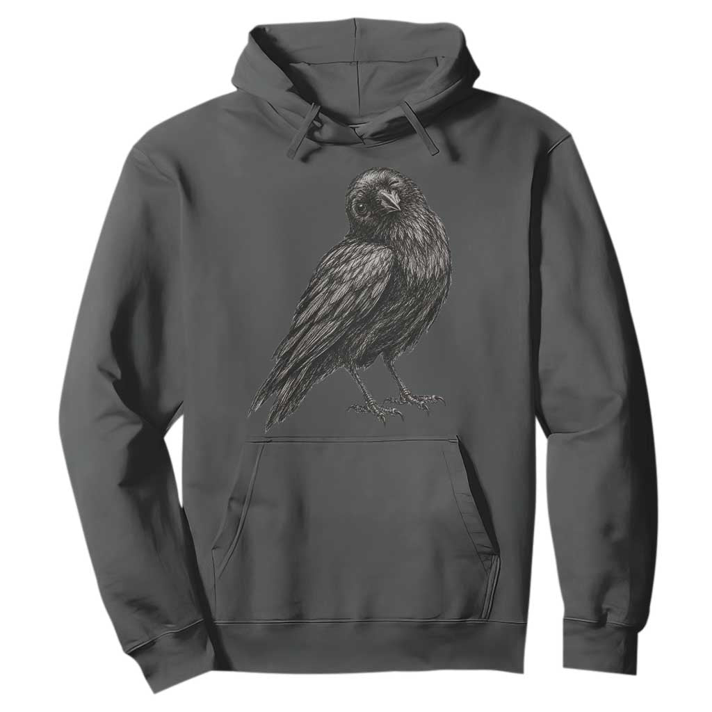 Winking Raven Crow Hoodie Vintage Dark Academia Funny Bird Graphic
