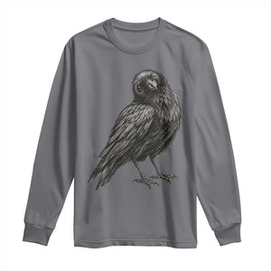 Winking Raven Crow Long Sleeve Shirt Vintage Dark Academia Funny Bird Graphic