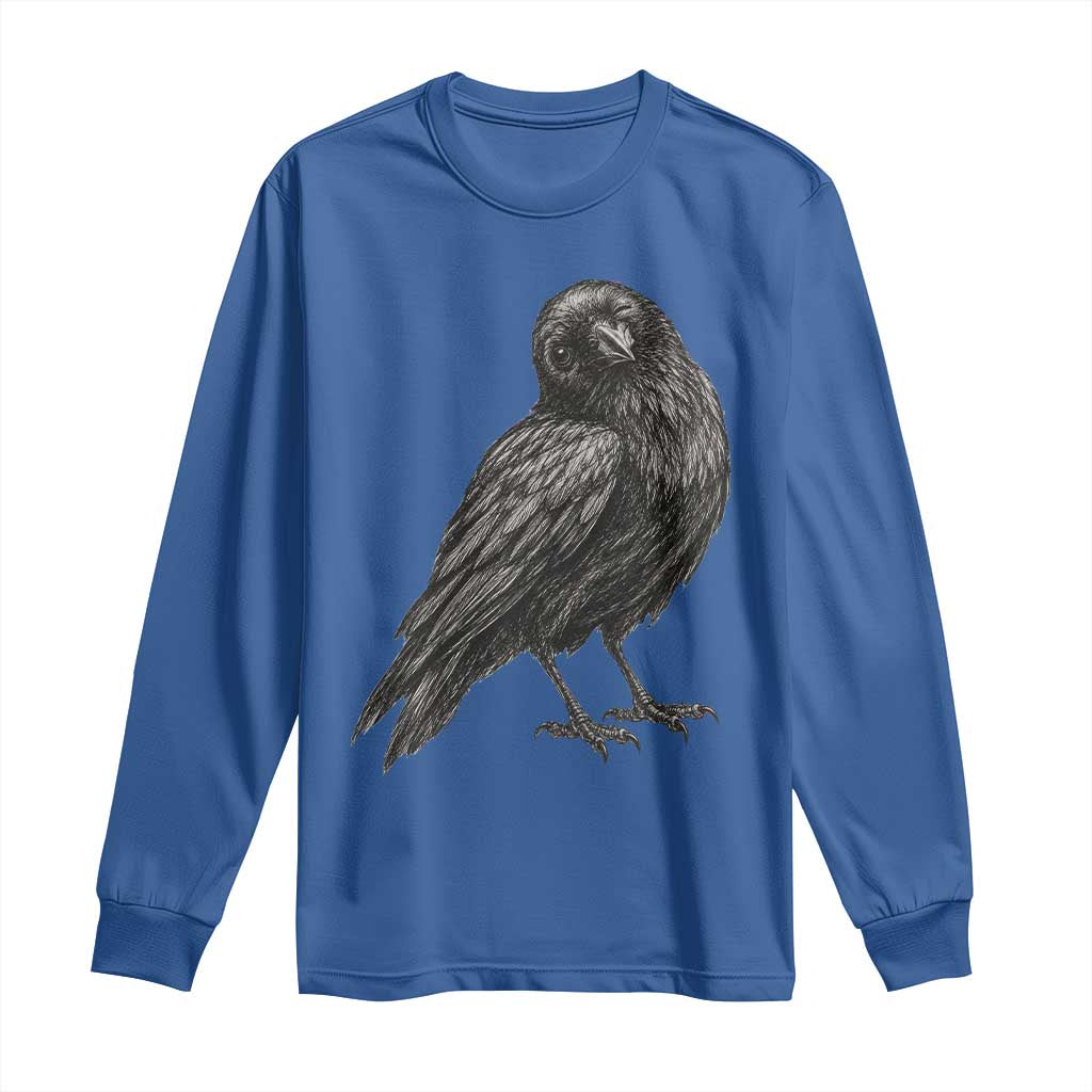 Winking Raven Crow Long Sleeve Shirt Vintage Dark Academia Funny Bird Graphic