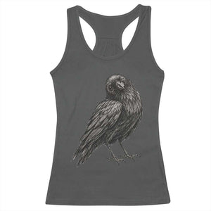 Winking Raven Crow Racerback Tank Top Vintage Dark Academia Funny Bird Graphic