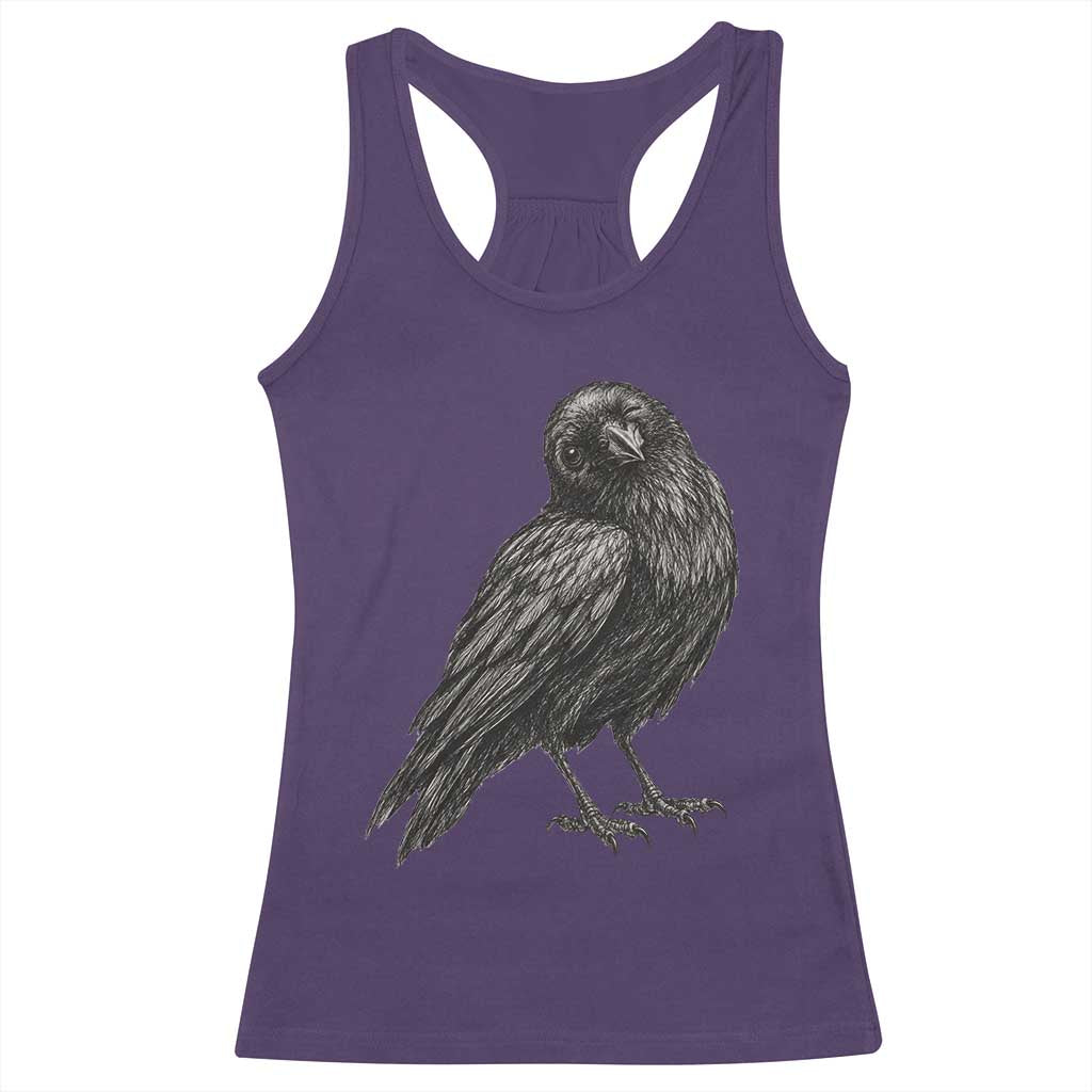 Winking Raven Crow Racerback Tank Top Vintage Dark Academia Funny Bird Graphic