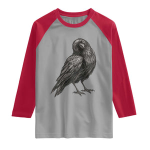 Winking Raven Crow Raglan Shirt Vintage Dark Academia Funny Bird Graphic