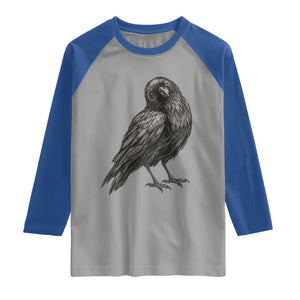 Winking Raven Crow Raglan Shirt Vintage Dark Academia Funny Bird Graphic