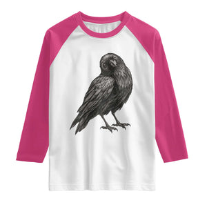 Winking Raven Crow Raglan Shirt Vintage Dark Academia Funny Bird Graphic