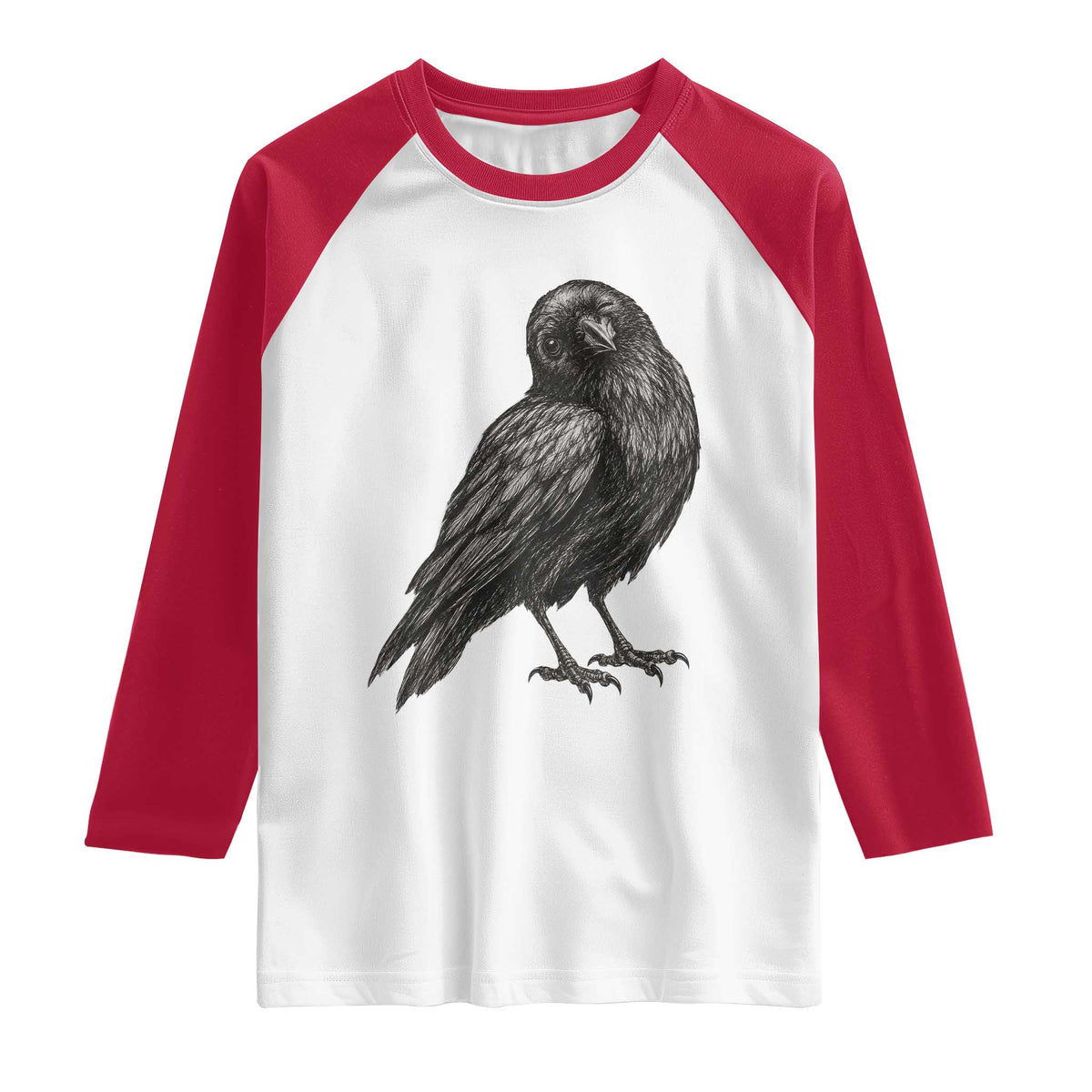 Winking Raven Crow Raglan Shirt Vintage Dark Academia Funny Bird Graphic