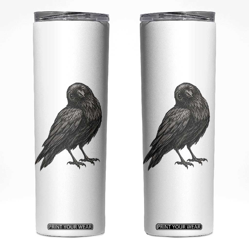 Winking Raven Crow Skinny Tumbler Vintage Dark Academia Funny Bird Graphic TS10 White Print Your Wear