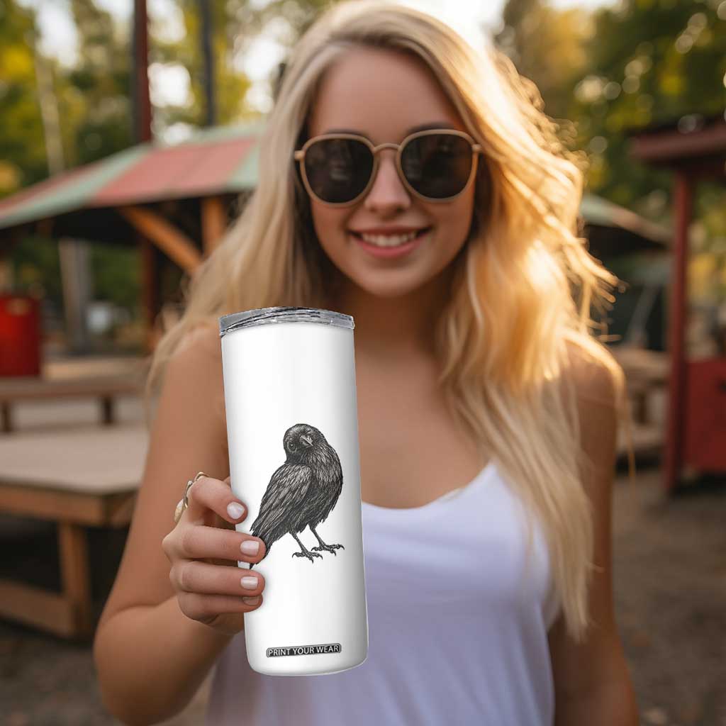 Winking Raven Crow Skinny Tumbler Vintage Dark Academia Funny Bird Graphic