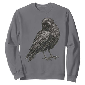 Winking Raven Crow Sweatshirt Vintage Dark Academia Funny Bird Graphic