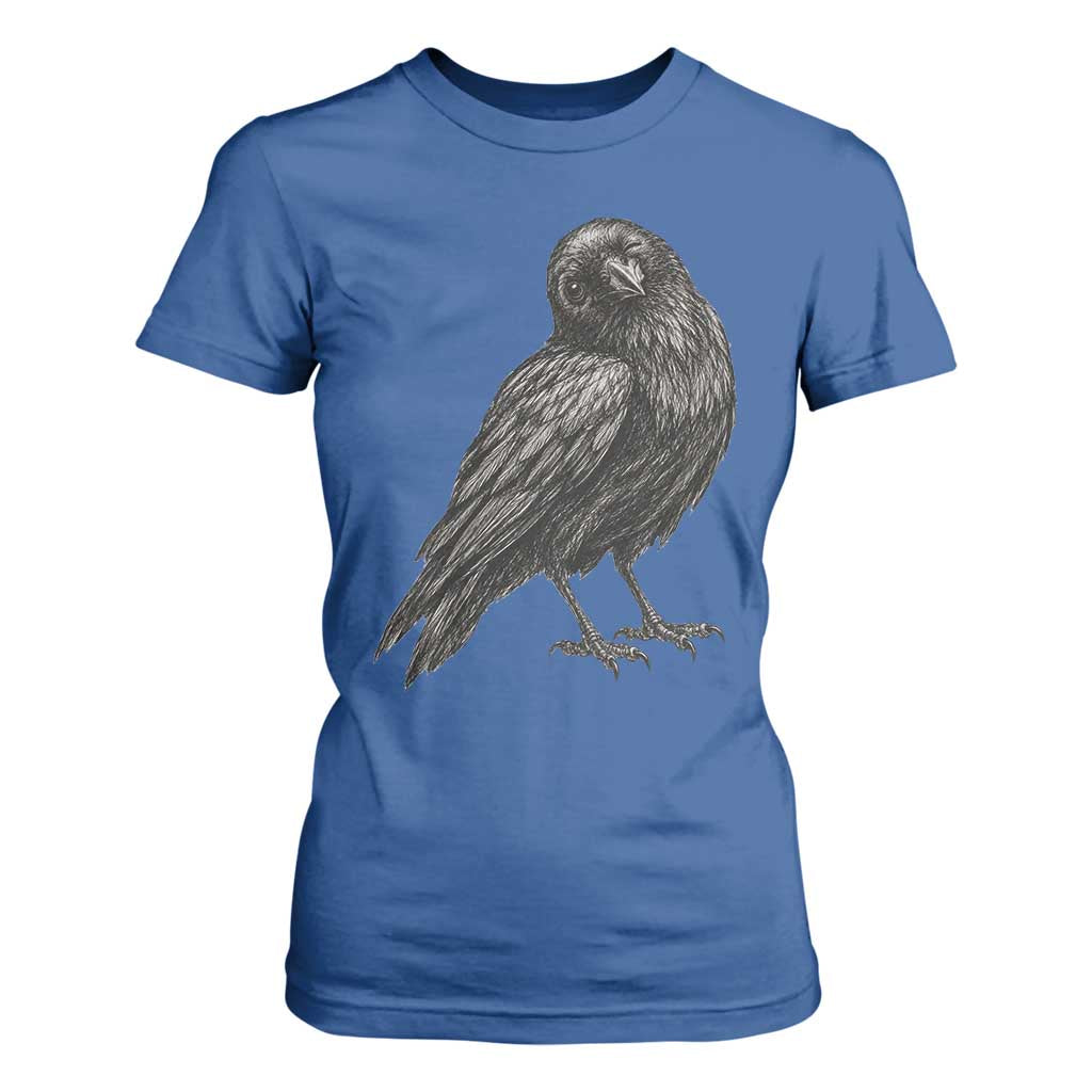 Winking Raven Crow T Shirt For Women Vintage Dark Academia Funny Bird Graphic