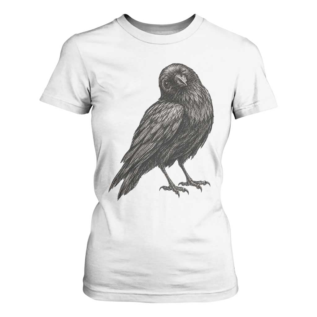 Winking Raven Crow T Shirt For Women Vintage Dark Academia Funny Bird Graphic