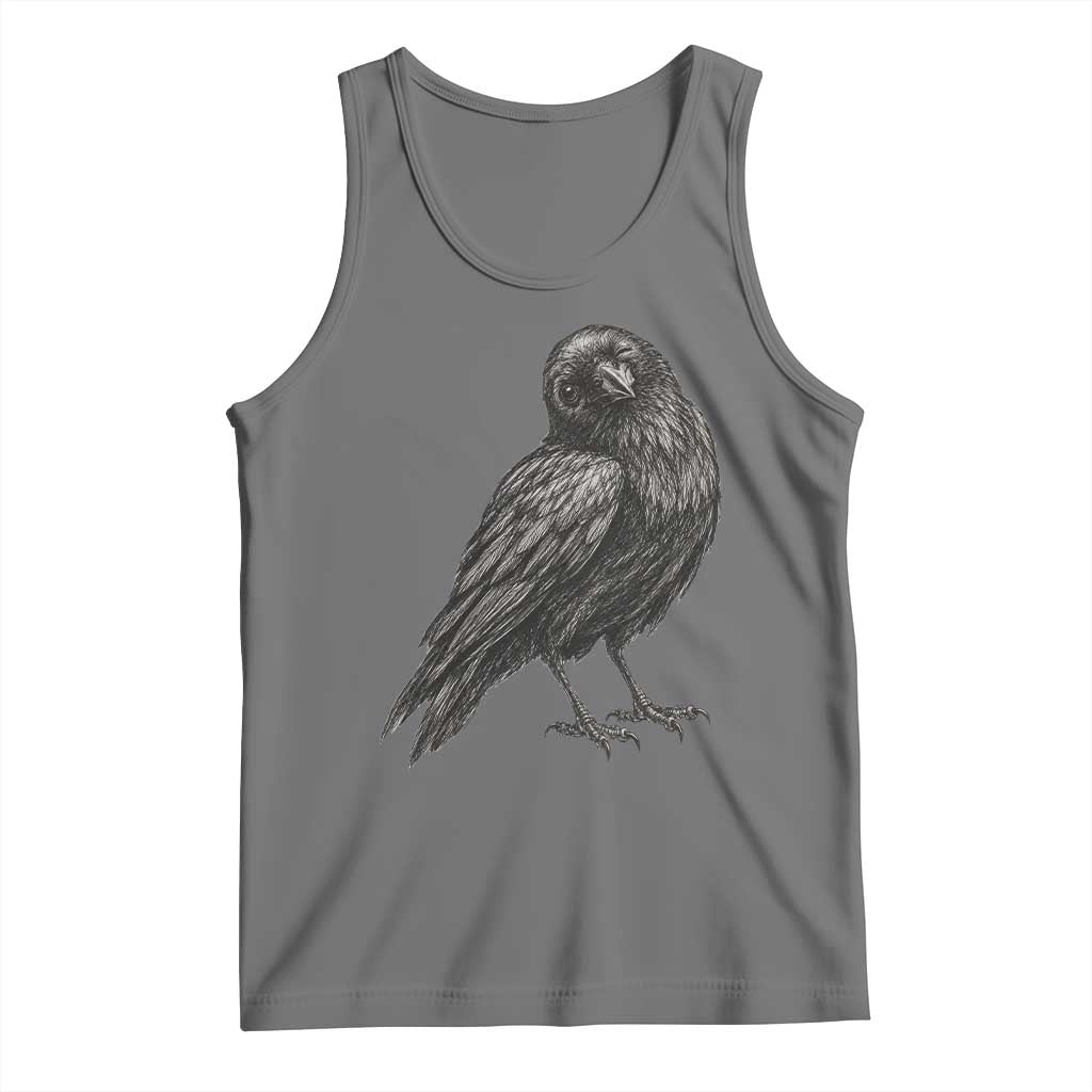 Winking Raven Crow Tank Top Vintage Dark Academia Funny Bird Graphic