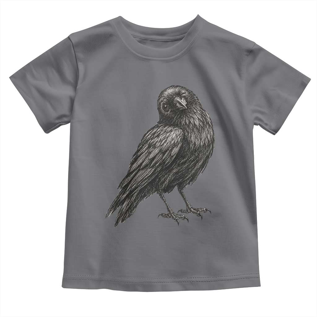 Winking Raven Crow Toddler T Shirt Vintage Dark Academia Funny Bird Graphic