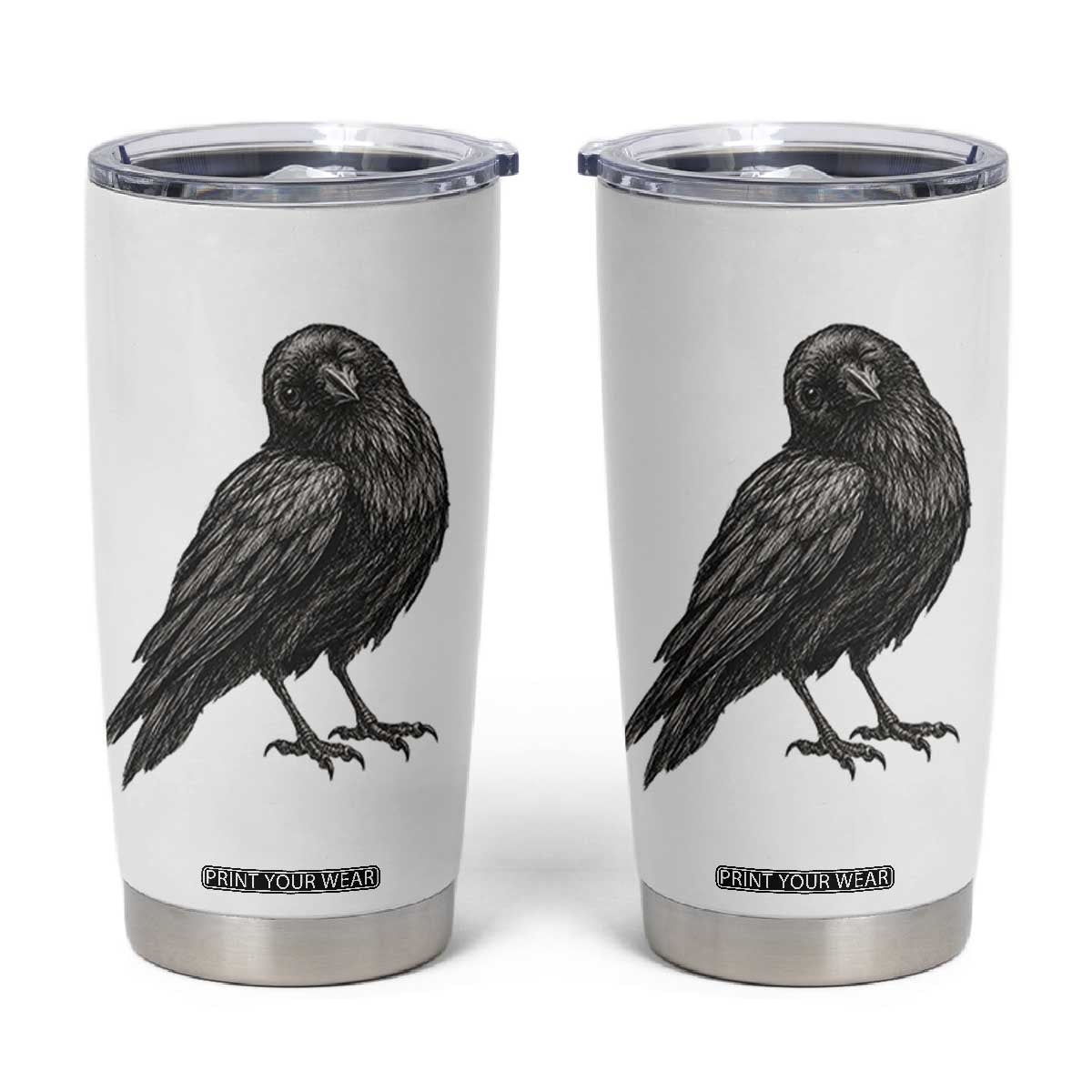 Winking Raven Crow Tumbler Cup Vintage Dark Academia Funny Bird Graphic