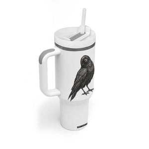 Winking Raven Crow Tumbler With Handle Vintage Dark Academia Funny Bird Graphic