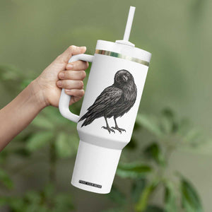 Winking Raven Crow Tumbler With Handle Vintage Dark Academia Funny Bird Graphic