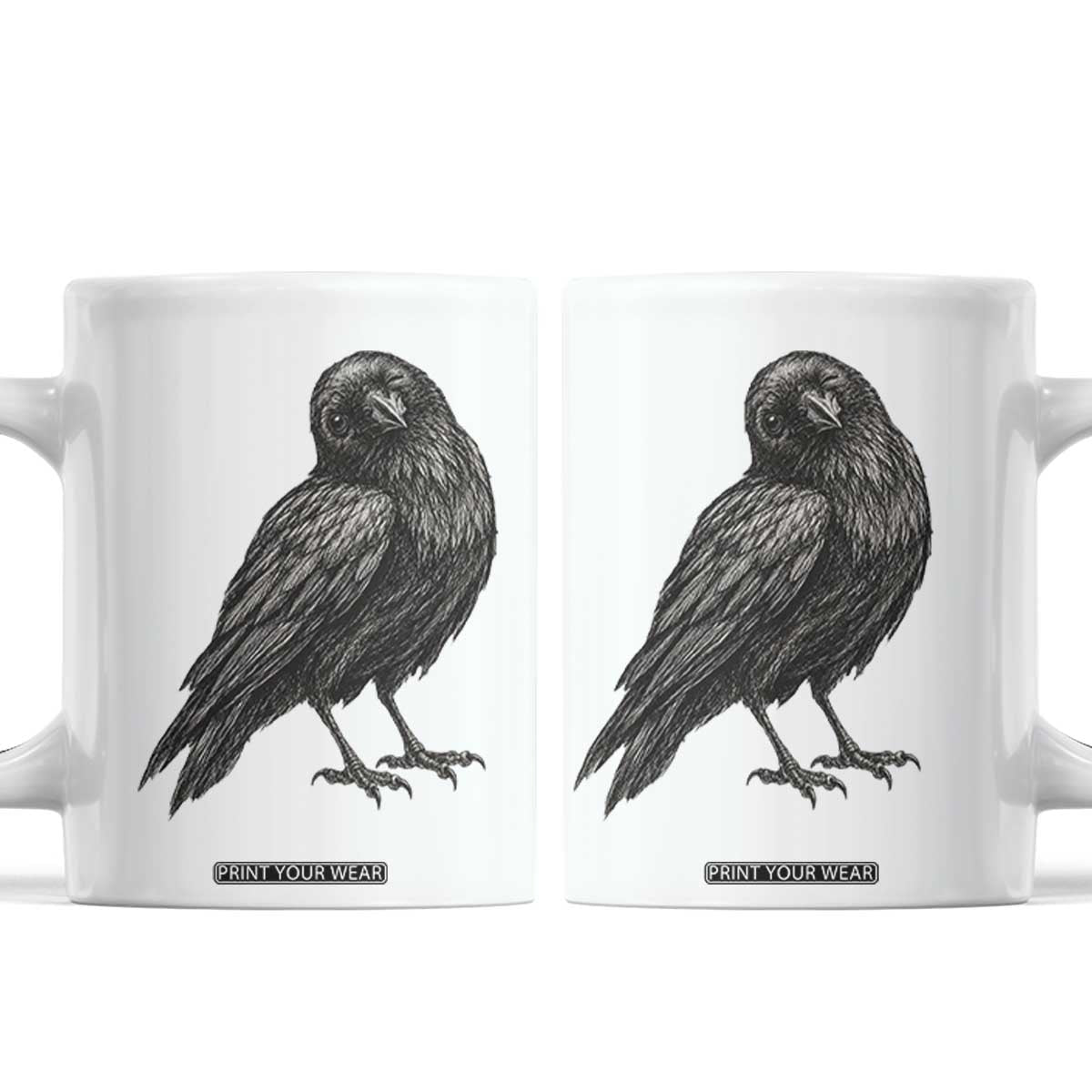 Winking Raven Crow Coffee Mug Vintage Dark Academia Funny Bird Graphic