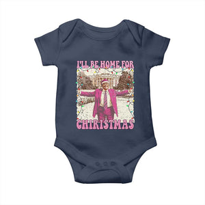 Funny Trump Christmas Baby Onesie I'll Be Home For Christmas Santa Pajamas TS10 Navy Print Your Wear