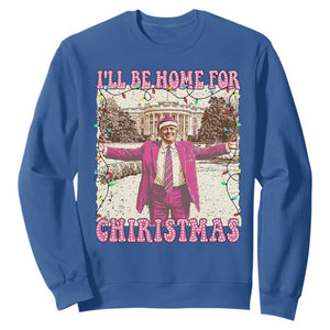 Funny Trump Christmas Sweatshirt I'll Be Home For Christmas Santa Pajamas TS10 Royal Blue Print Your Wear